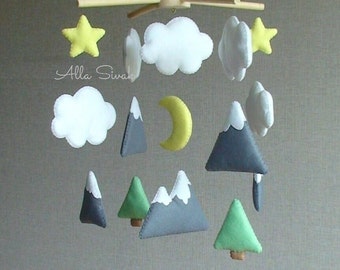 Mountain baby mobile Woodland crib mobile Crib mobile Mountain nursery decor Woodland nursery mobile Baby Shower gift Camping baby mobile