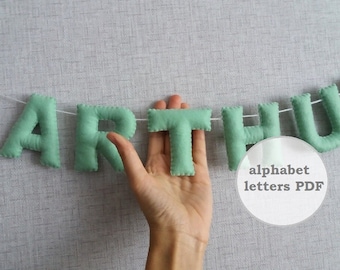 Felt alphabet pdf pattern, Felt letters digital file Ukraine, Felt name bunting nursery, Stuffed felt letters, Personalised name banner