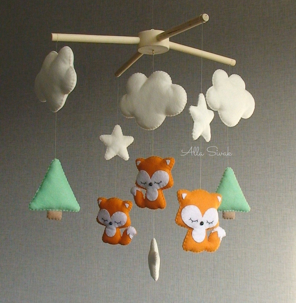 Woodland baby mobile Fox nursery mobile Woodland foxs Etsy