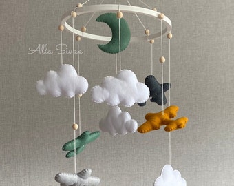 Baby mobile, Airplane mobile, Mobile baby, Airplane nursery, Travel nursery mobile, Crib cot mobile, Baby shower gift, Nursery mobile