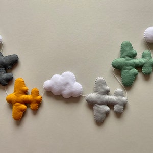 Airplane and cloud garland, Airplane baby decor, Travel nursery garland, Travel theme nursery, Airplane garland, Travel nursery decor