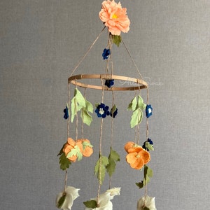 Flower crib mobile, Baby mobile, Felt flower baby mobile, Floral mobile, Baby girl mobile, Flower mobile nursery, Flower baby mobile