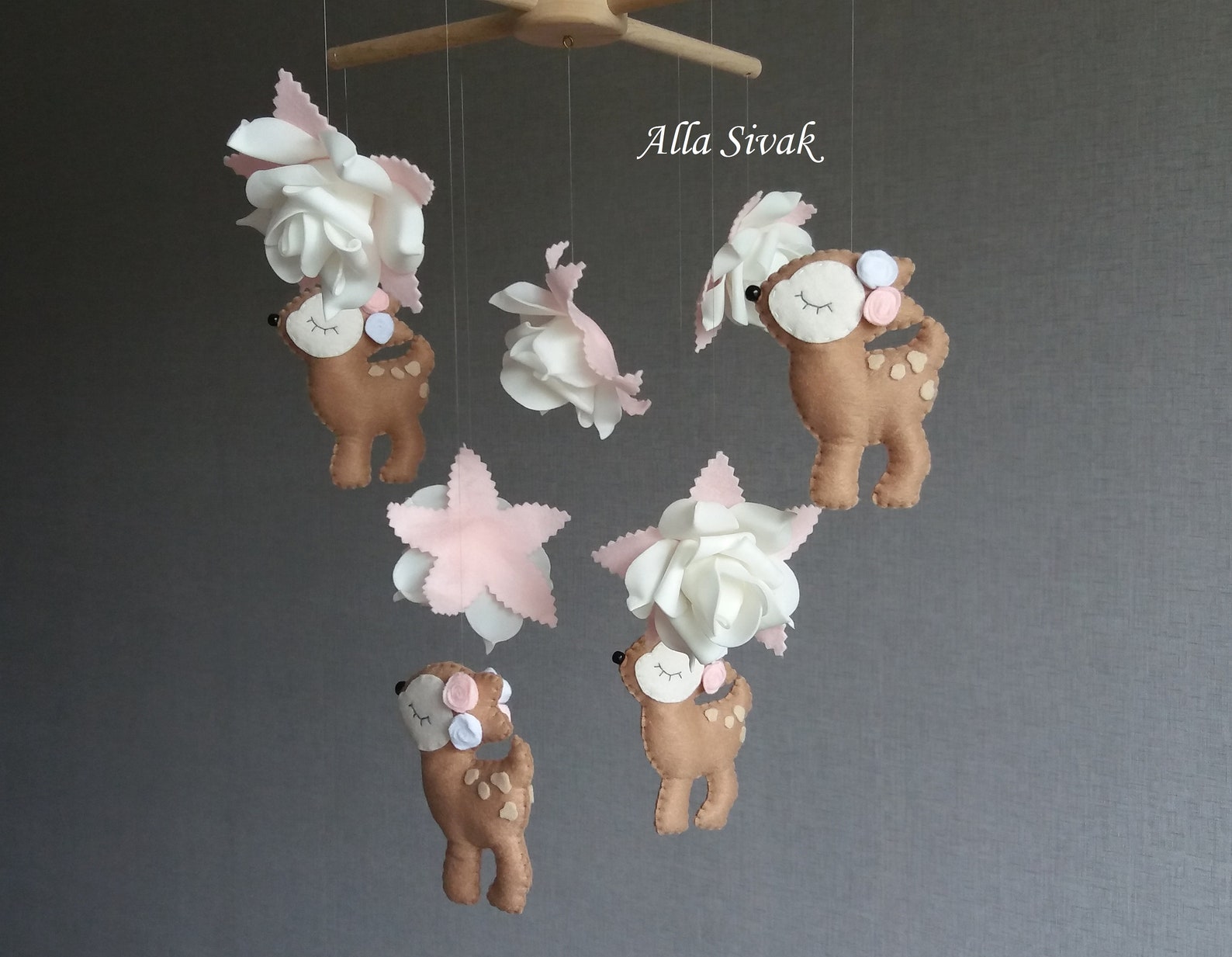 Deer Mobile for Nursery Fawn Baby Mobile Wood Deer Mobile Etsy