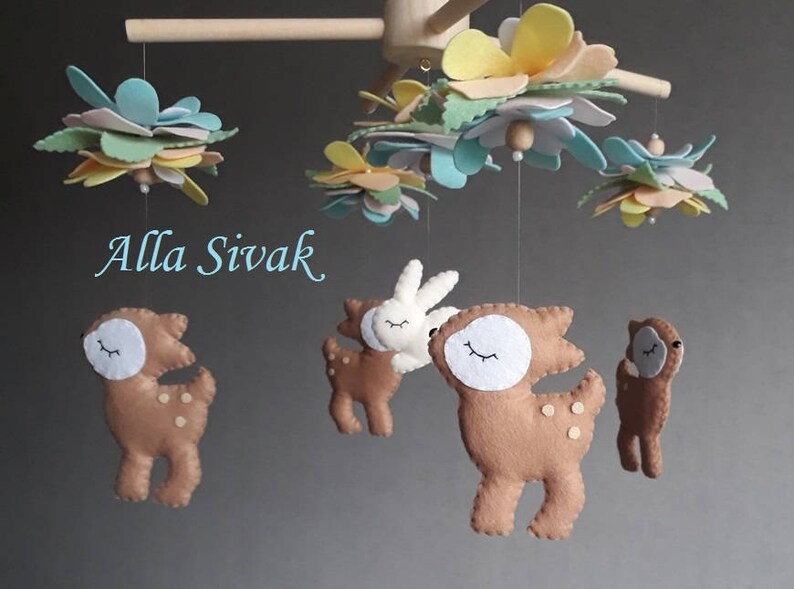 Deer Mobile Fawn Baby Mobile Woodland Mobile Girl Woodland Etsy