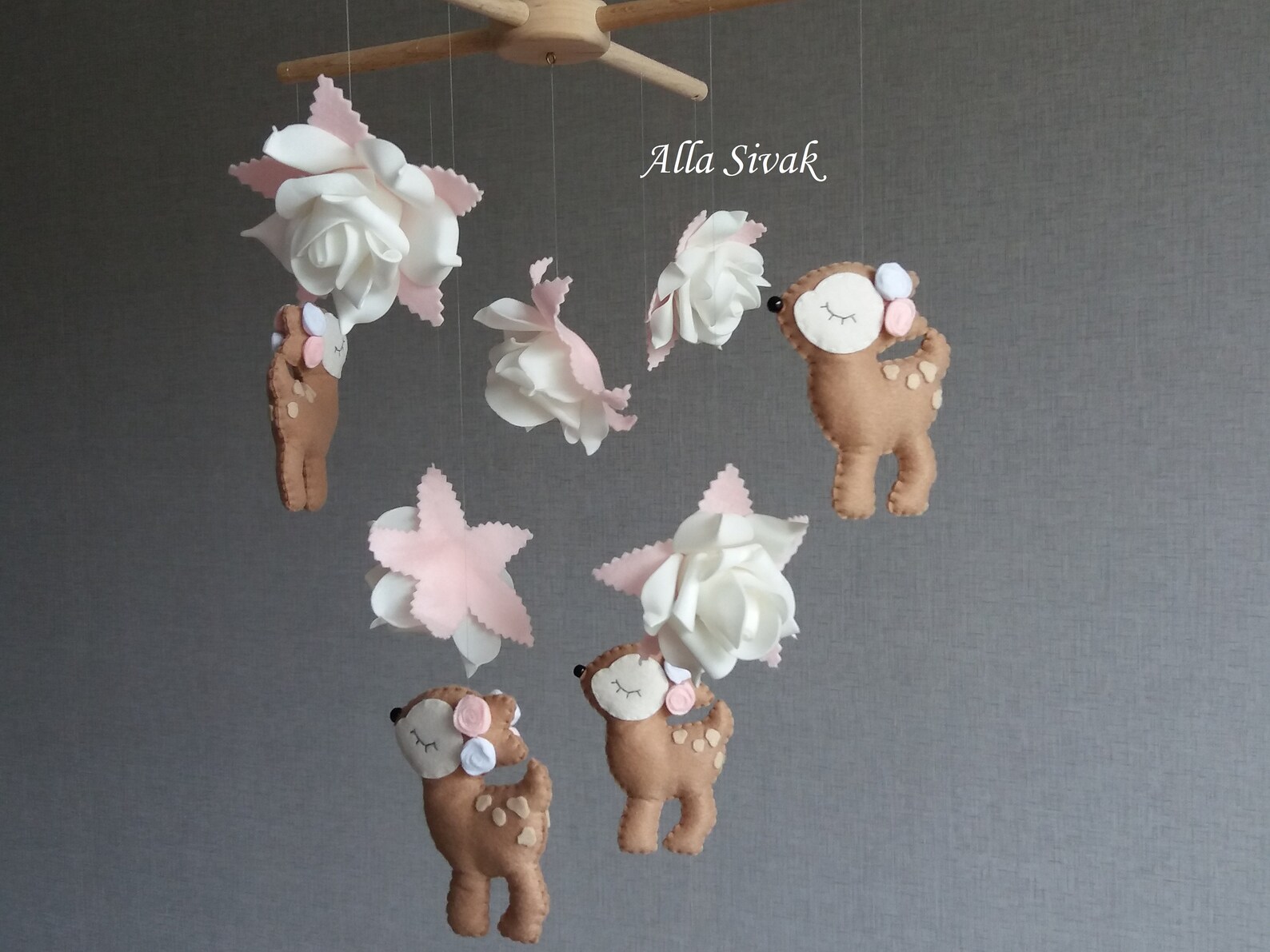 Deer Mobile for Nursery Fawn Baby Mobile Wood Deer Mobile Etsy