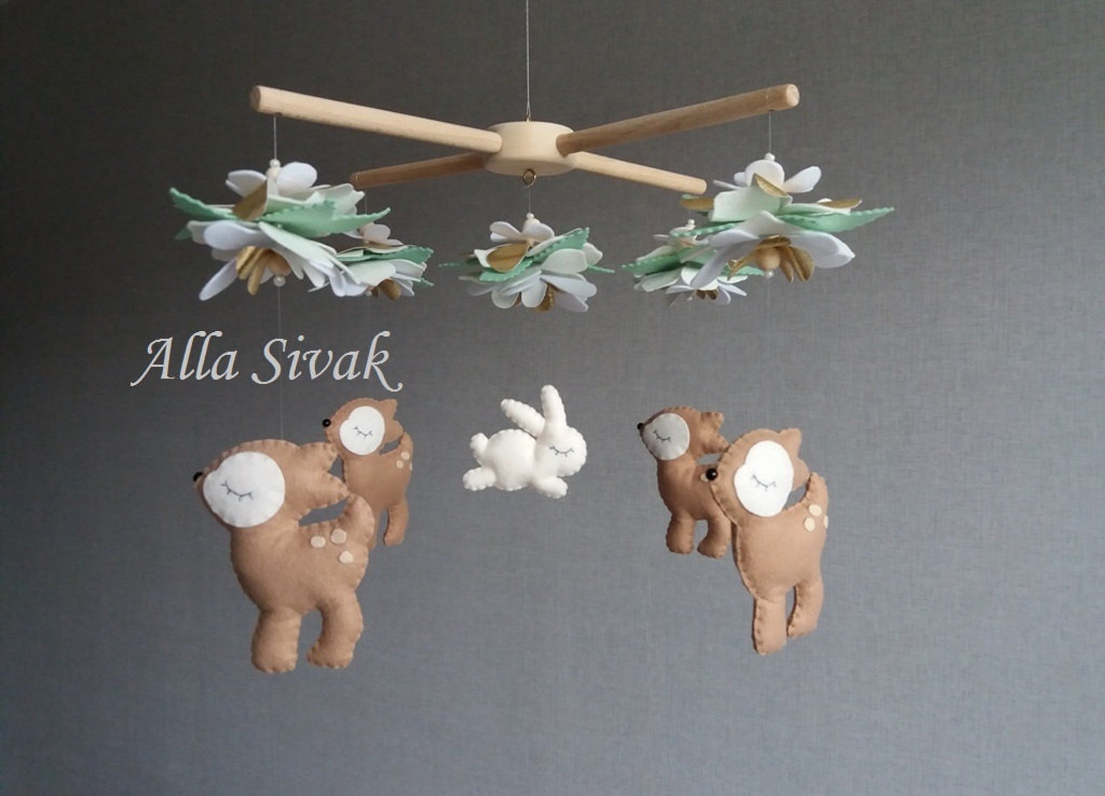 Deer Baby Mobile Woodland Girl Mobile Fawn Mobile Deer Etsy