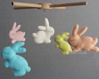 Baby mobile girl bunny Pastel Bunny Baby Mobile Felt Nursery Decor Easter baby gift Bunny mobile Rabbit mobile Bunny mobile nursery