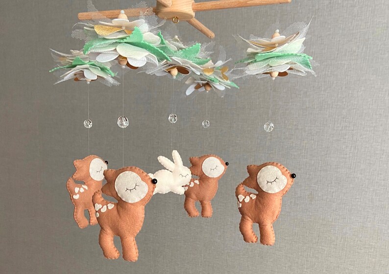 Deer Baby Mobile Woodland Girl Mobile Fawn Mobile Deer Etsy
