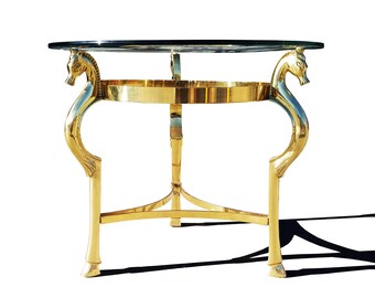 Hollywood Regency Brass horse Side Table in the manner of Maison Jansen