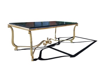A French neoclassical Hollywood regency brass coffee table