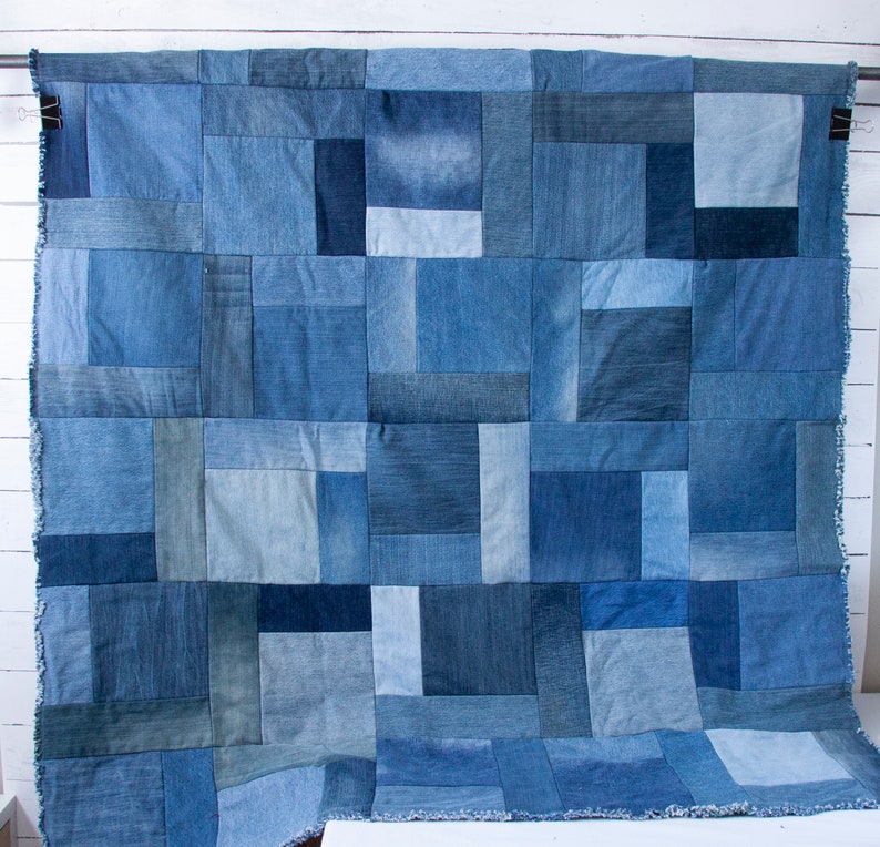 Just Jeans // Rag Quilt // Recycled Denim Front and Back // 50x60 image 5