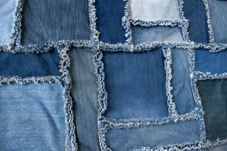 Just Jeans // Rag Quilt // Recycled Denim Front and Back // 50x60 image 3