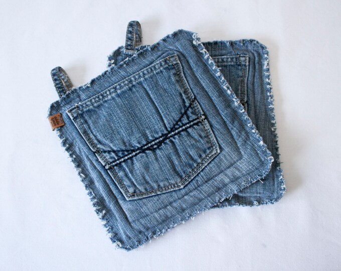 Handmade quilts denim rag baby blankets by AddieJeanQuilts