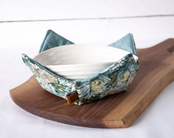 Soup Bowl Cozy // Floral Blue // Microwave Bowl Holder