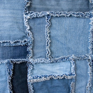 Just Jeans // Rag Quilt // Recycled Denim Front and Back // 50x60 image 2