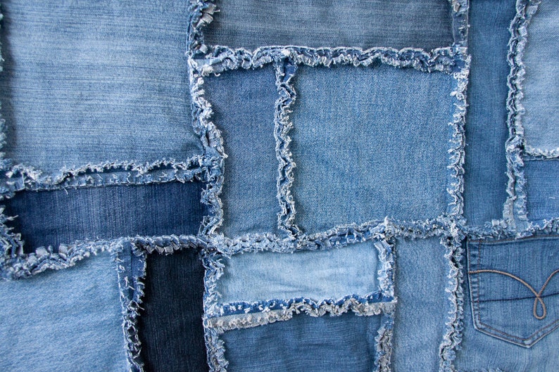Just Jeans // Rag Quilt // Recycled Denim Front and Back // 50x60 image 2
