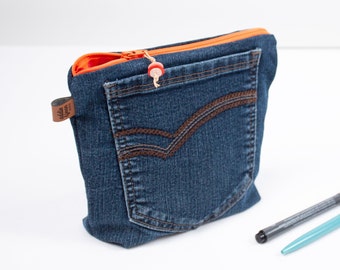 Orange Zipper Pouch // Toiletry Bag // Change Purse // Pencil Case