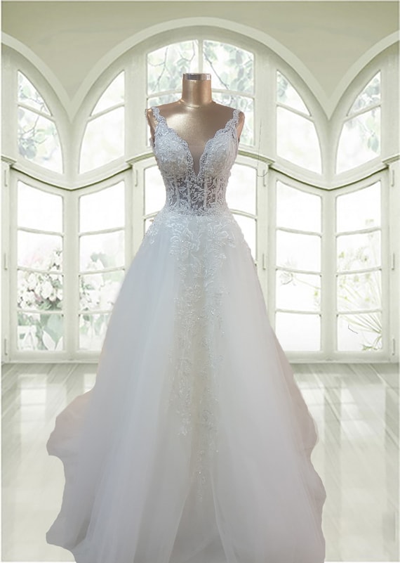 Lace Decollete Wedding Dress