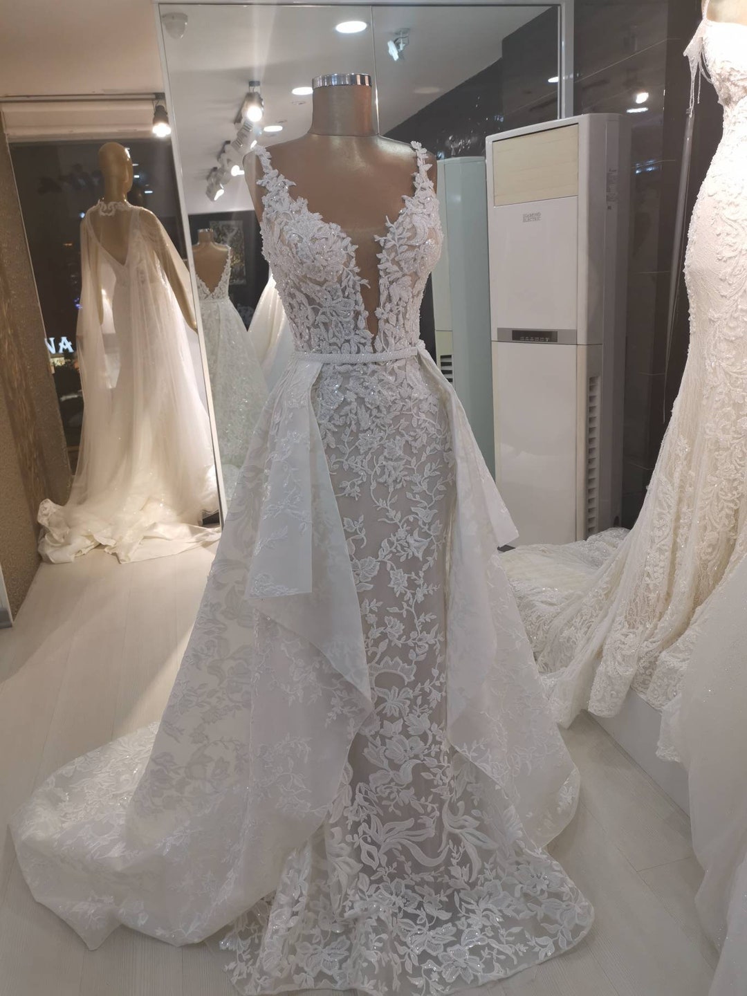 Mermaid Wedding Dress With Detachable Skirt Inspired by Berta Etsy