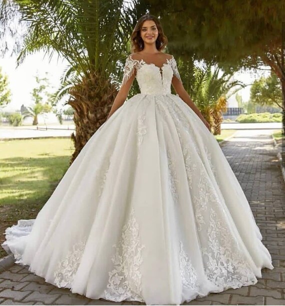 Princess Wedding Dress Puffy Wedding Gown Lebanese Wedding Etsy
