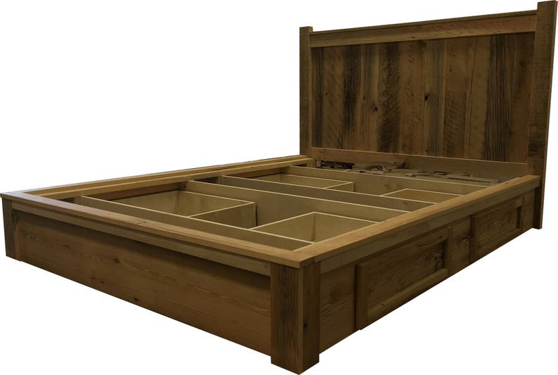Reclaimed Wood Bed Platform Bed Barn Wood Furniture Storage Bed Bed Frame Farmhouse Bed Bedroom Furniture Handmade Bed Cottage Bed