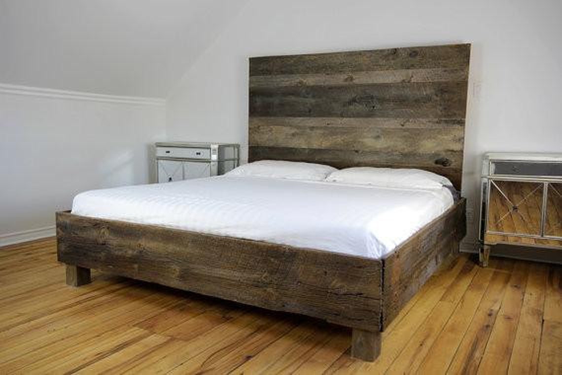 Reclaimed Wood Bed Storage Bed Modern Bed Rustic Bed Etsy