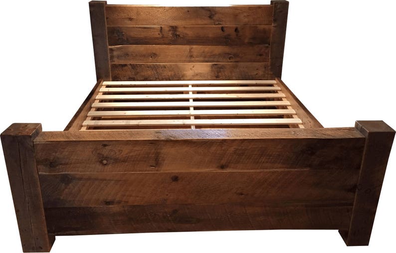Bedroom Furniture Beam Post Bed Reclaimed Wood Bed Wood Furniture rustic bed Solid Wood Platform Bed Farmhouse Bed