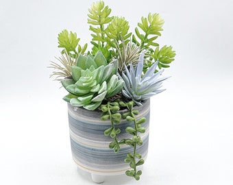 Colorful Artificial Succulent Garden Potted Arrangement from Succulent Perrydise - 6" Diameter  x 8" Tall - 6 Plants