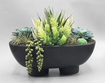 Colorful Artificial Succulent Garden by Succulent Perrydise - 12" Wide x 8" Deep x 10" Tall - 17 Plants