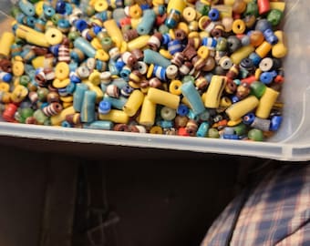 Random Mixed Krobo Powder Glass Beads,, lots of 100 grams, Colorful mix.
