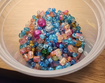Random Crackle glass beads, lots of 250 grams, random