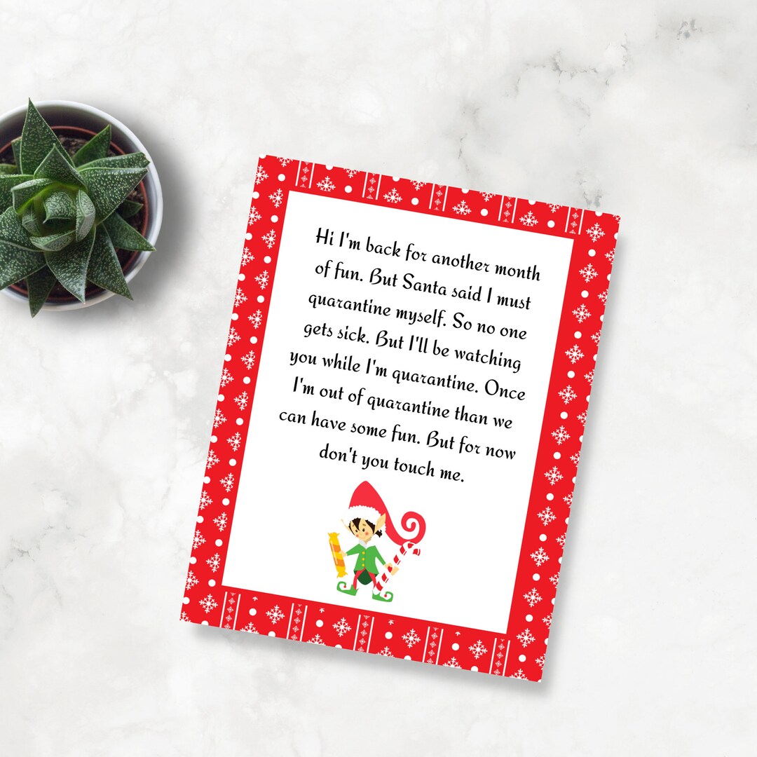 Christmas Quarantine 1 BOY Elf Letter Printable Download Digital - Etsy
