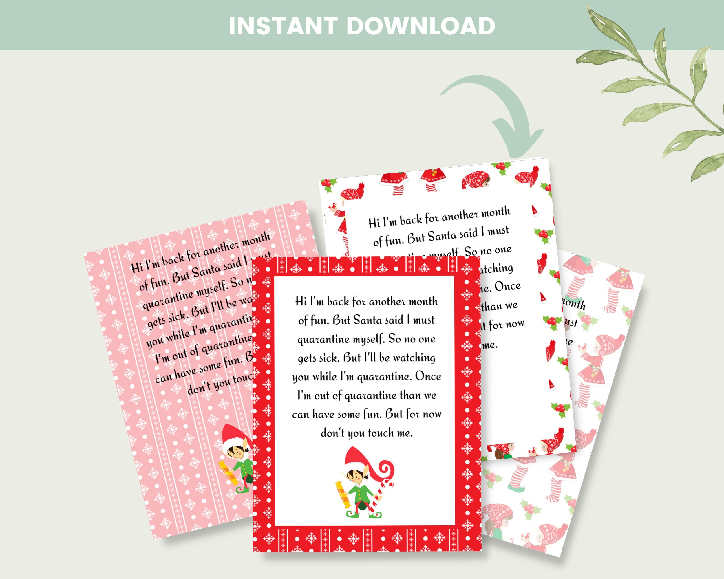 christmas-quarantine-elf-letter-printable-download-digital-4-letters-etsy