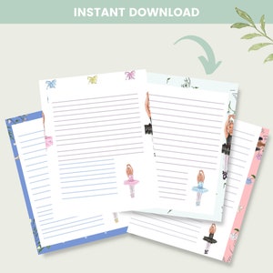 Ballerina Letter PAPER Stationery Printable Download Digital 4 Letters ...