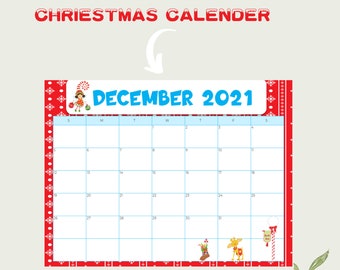 December Calendar 2021 printable download