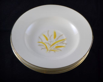 Cunningham & Pickett, Golden Harvest, SAUCER, vintage dinnerware tableware dishes wheat autumn fall porcelain gold trim (2505)