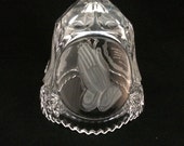 Lords Prayer BELL Lead Crystal Cut Glass clear Avon collectible Bleikristall Artmark 1986 vintage home decor collector free shipping (3390)
