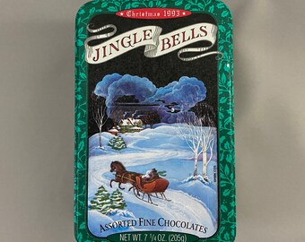 Vintage TIN Hallmark Crown Jingle Bells 1993 chocolates collectible souvenir Christmas collection (8366)