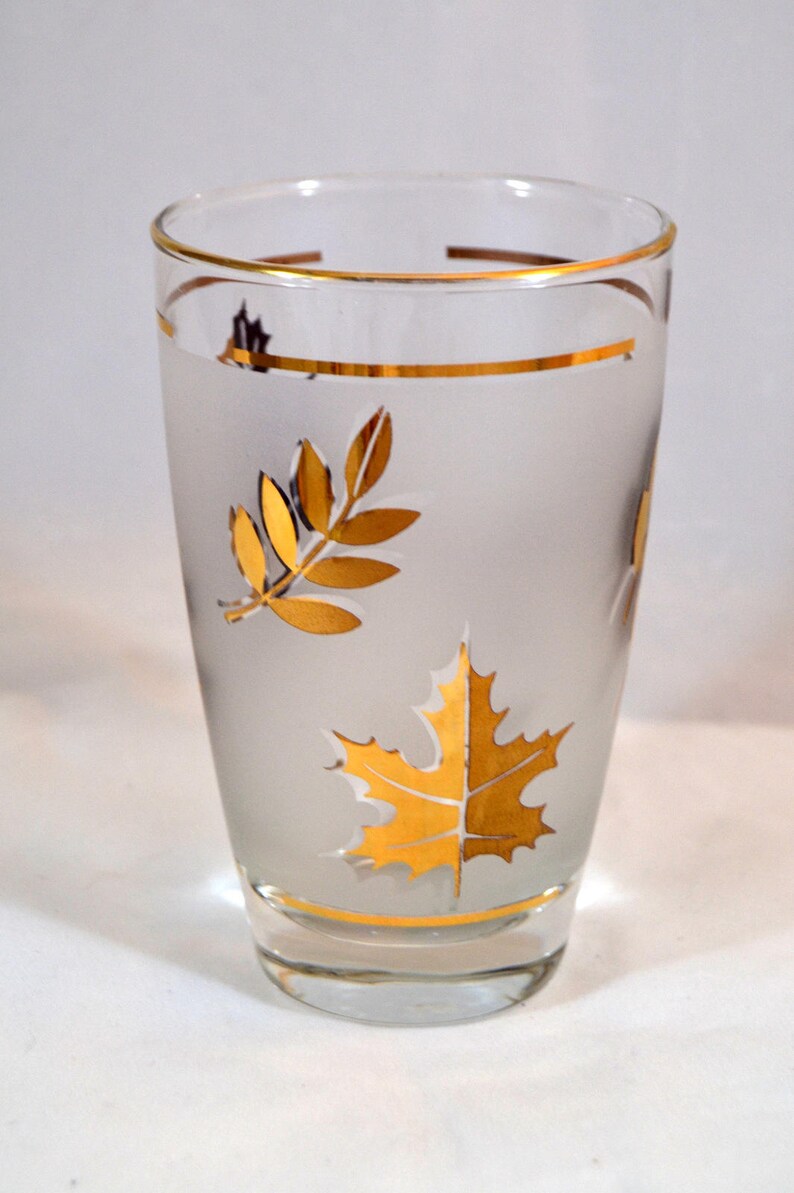 Libbey Glass Golden Foliage 10 oz. FLAT TUMBLER beverage Etsy