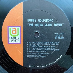 Bobby Goldsboro, Watching Scotty Grow, We Gotta Start Lovin 1970 vintage LP record music vinyl classic audio UAS-6777 8380M image 5