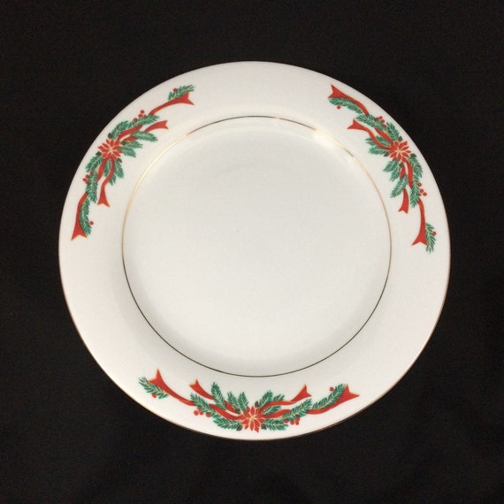 Fairfield Poinsettia Ribbons DINNER PLATE Holiday Christmas Dishes Vintage Retro Special Occasion Dinnerware Festive 4063 Etsy Canada