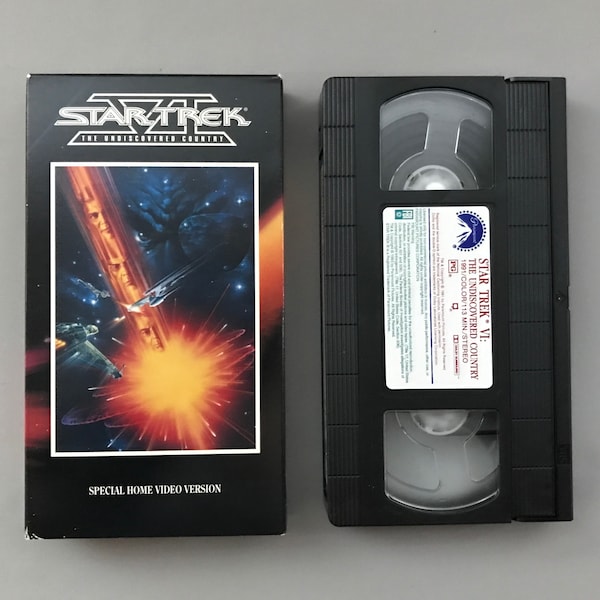 Star Trek VI, Undiscovered Country, 1991 William Shatner, Leonard Nimoy vintage VHS tape VCR movie classic home video (7658)M