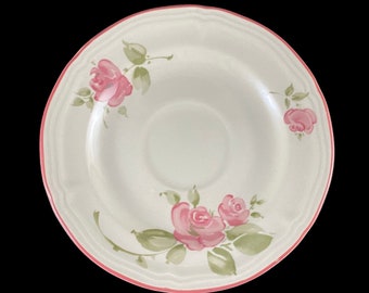 Gibson Roseland, SAUCER pink roses  green leaf microwave dishwasher safe tableware everyday dishes dinnerware cottagecore garden (8550)