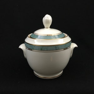 Pfaltzgraff Patina SUGAR BOWL, bone china green marble gold trim vintage dinnerware set table retired pattern elegant
