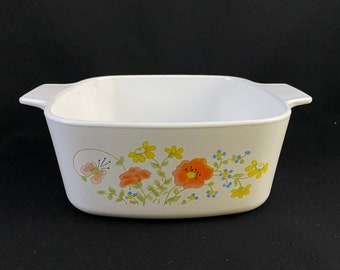 Corning Ware WILDFLOWER, A-1 1/2-B, 1.5 QT CASSEROLE, no lid, 1980s Corelle cookware baking leftovers oven microwave cooking free shipping