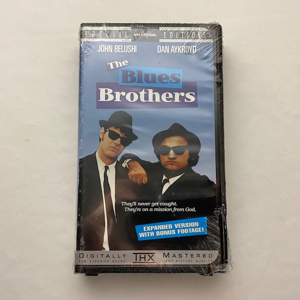 The Blues Brothers, 1999 John Belushi, Dan Aykroyd, Ray Charles vintage VHS tape VCR movie classic home video (8405)M