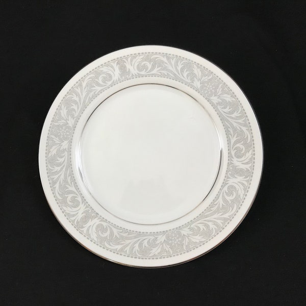 Imperial Whitney BREAD and BUTTER PLATE gray band leaf scrolls silver trim Japan tableware dishes elegant neutral (4611)