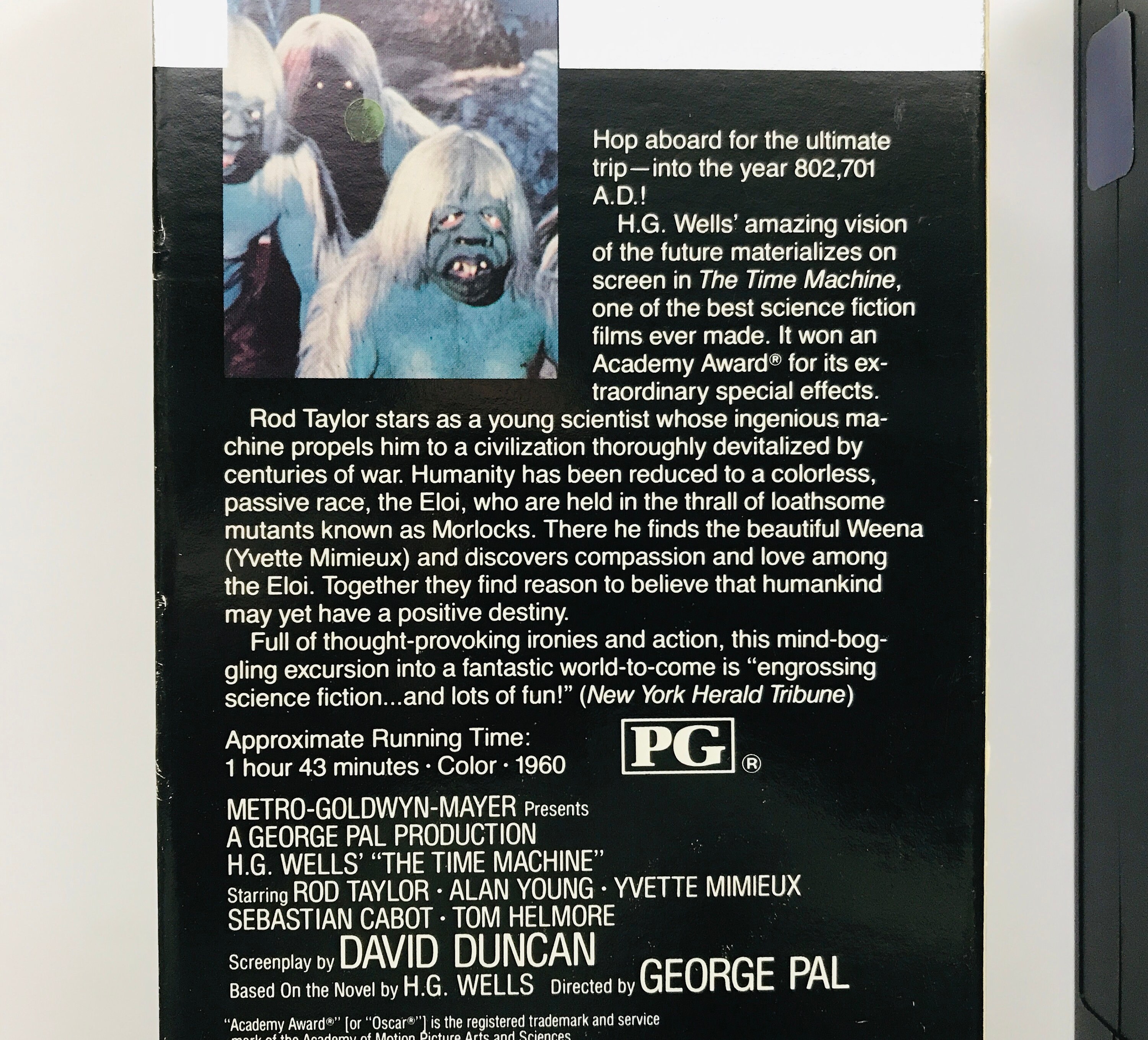 The Time Machine, HG Wells, Filmed 1960, Academy Award Vintage VHS Tape ...