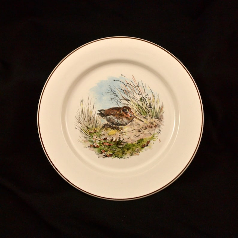 Villeroy /& Boch Fontainebleau #5 Woodcock duck hunting animal scene SALAD PLATE 1980s dinnerware dining tableware 2504