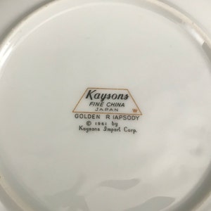Kaysons Golden Rhapsody BREAD BUTTER PLATE vintage dinner dishes Japan gray flowers lily of the valley gold trim 1960s 5053 image 6